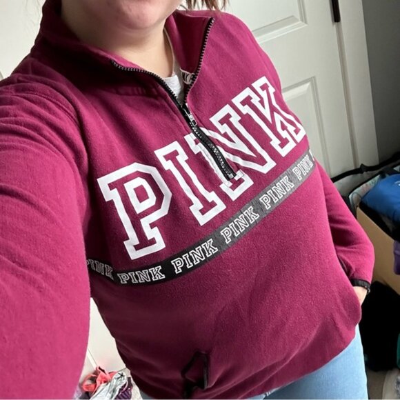 Victoria's Secret PINK | Berry Quarter Zip Crew Neck Pullover | Size Small - Picture 2 of 12